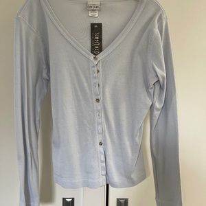 Long Sleeve V-Neck Button Down City Lights T-Shirt